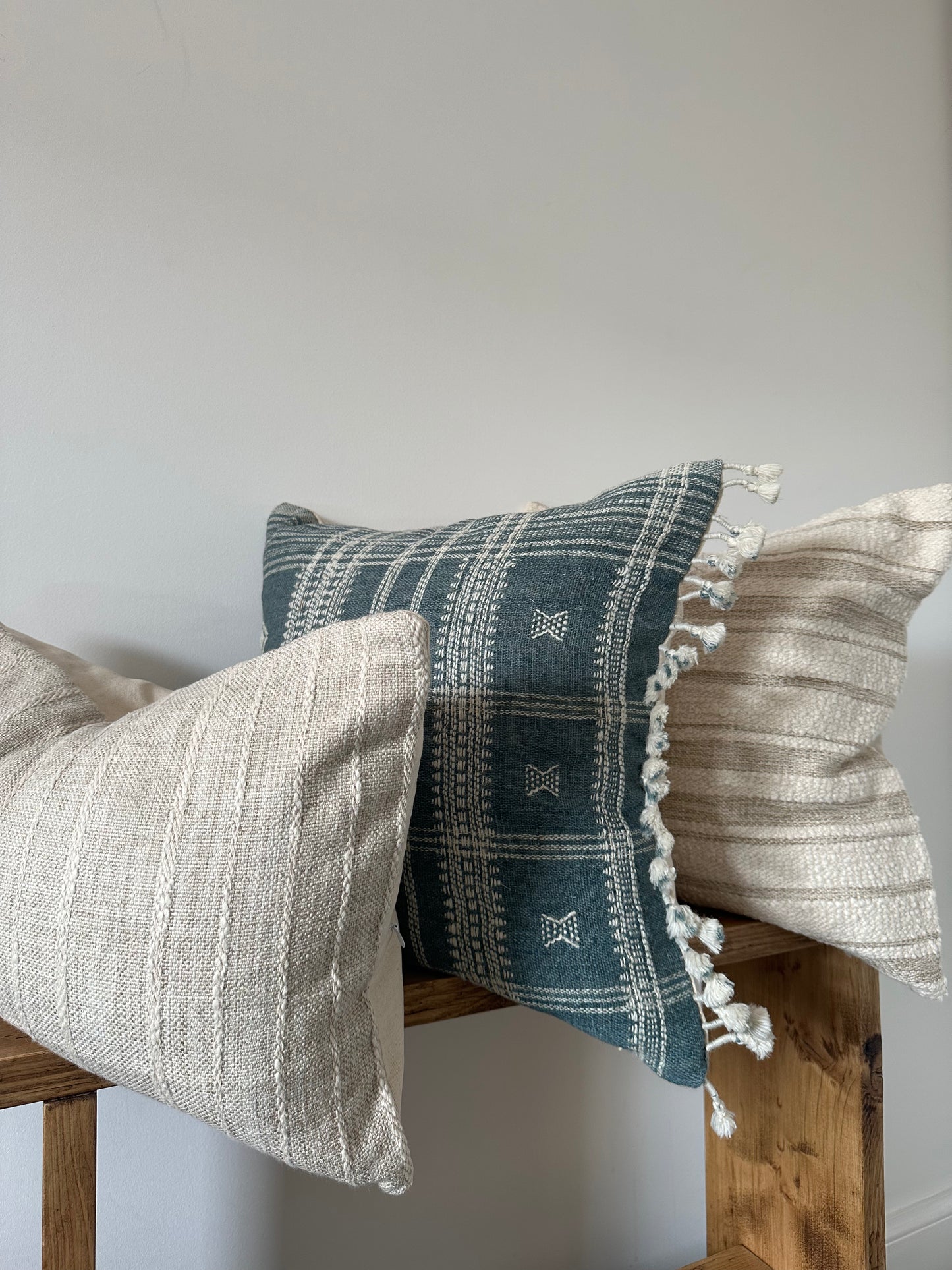 TEAL - TASSELED CUSHION COVER